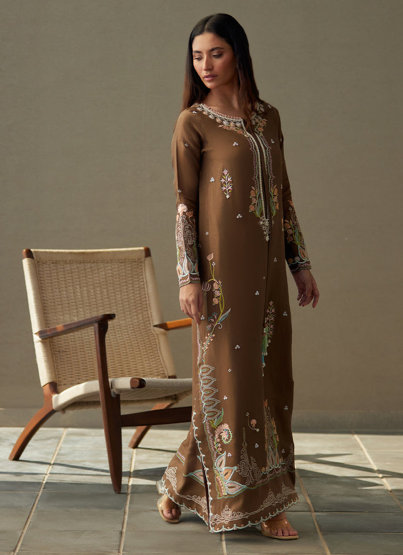Enia Espresso Silk Kaftan