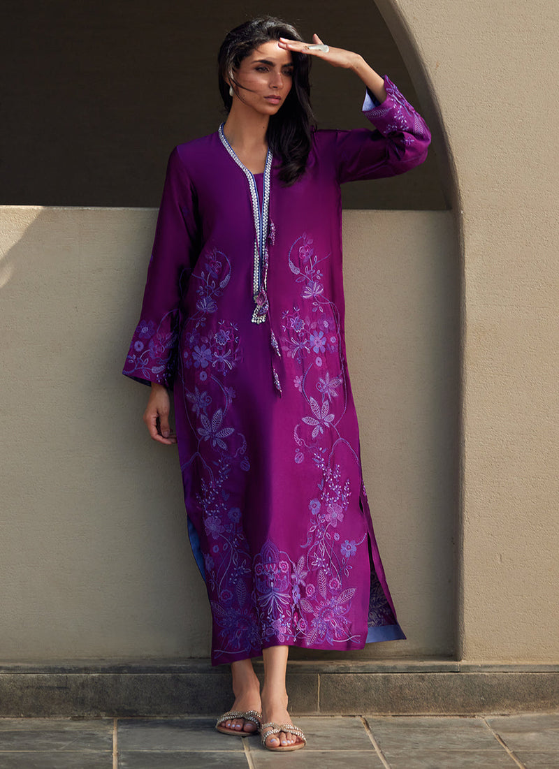 Gilly Grape Silk Kaftan