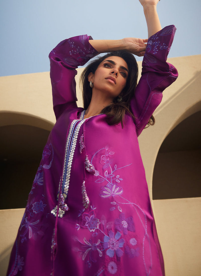 Gilly Grape Silk Kaftan
