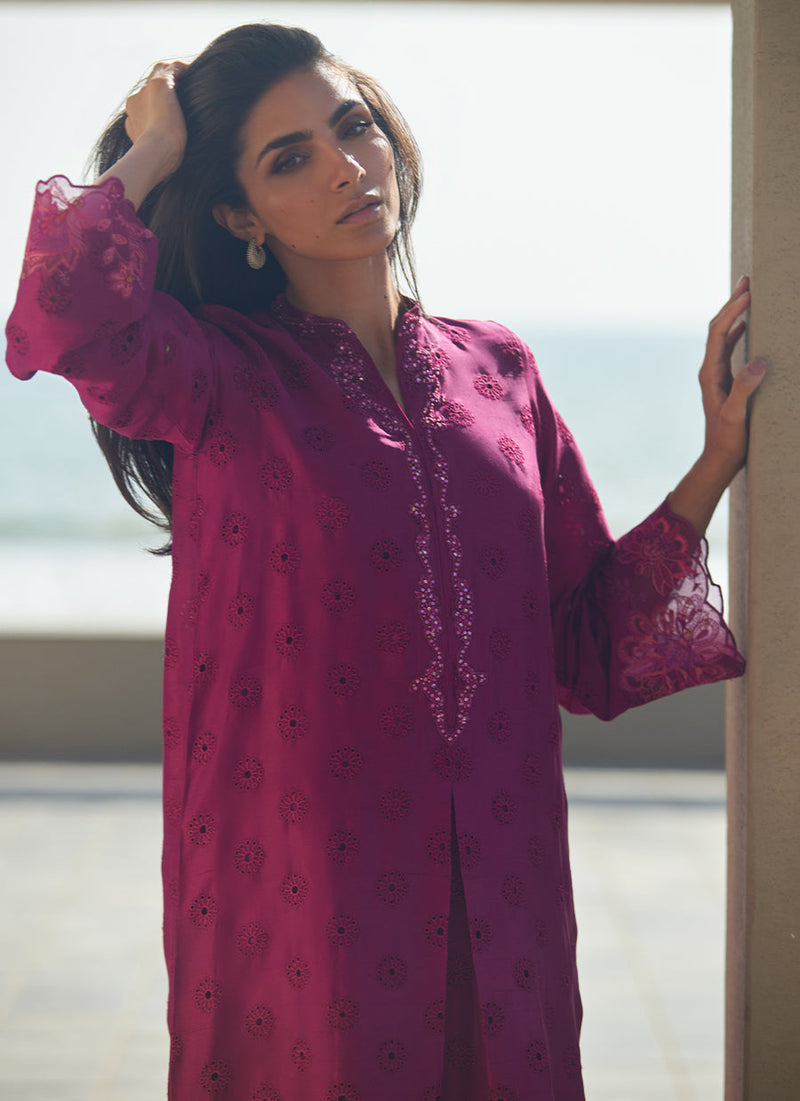 Marbella Magenta Silk Kaftan