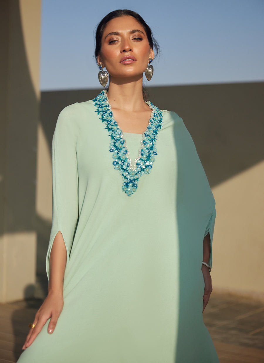 Nika Iceblue Chiffon Kaftan