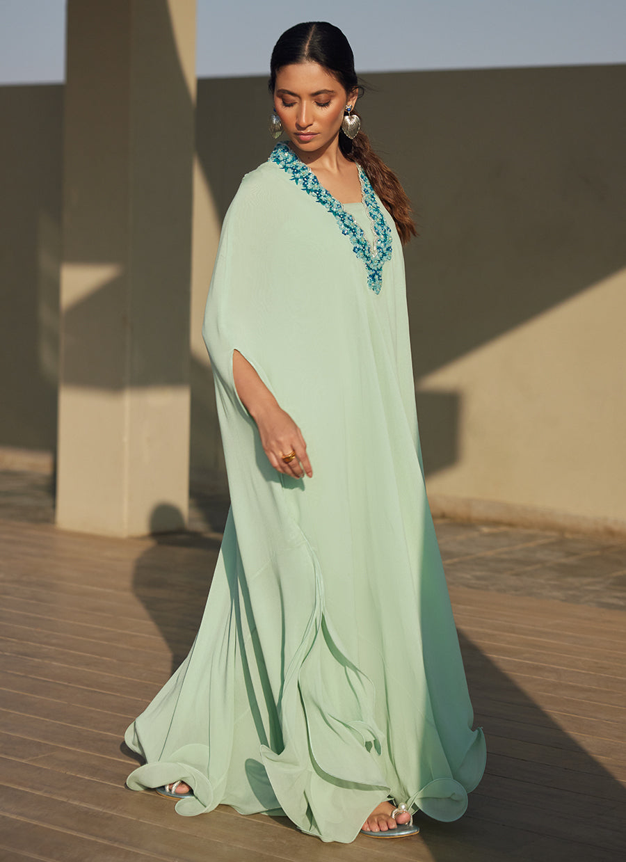 Nika Iceblue Chiffon Kaftan