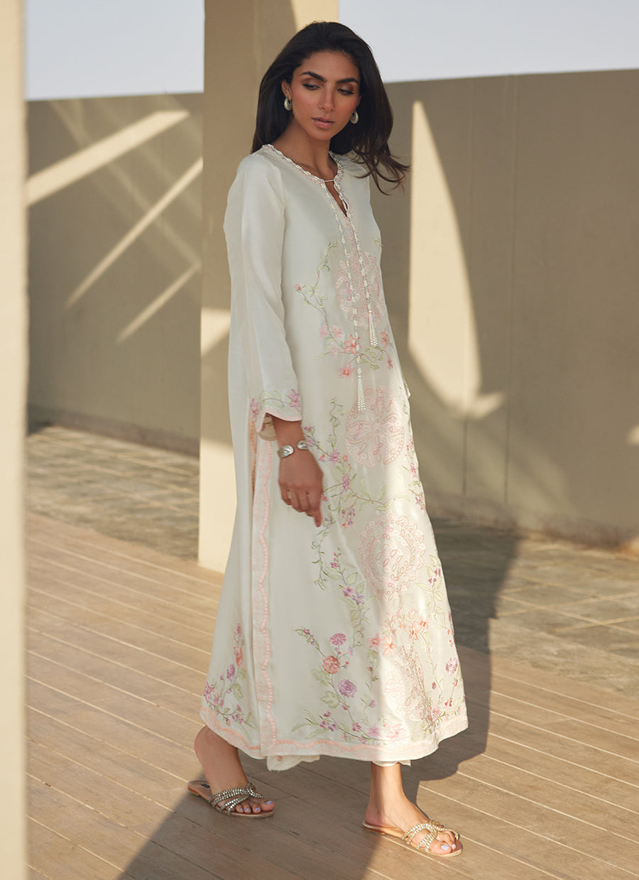 Coraline Ivory Silk Kaftan