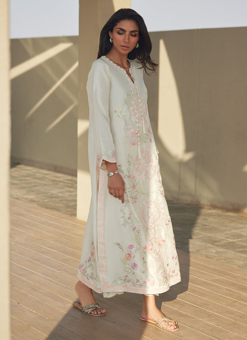 Coraline Ivory Silk Kaftan