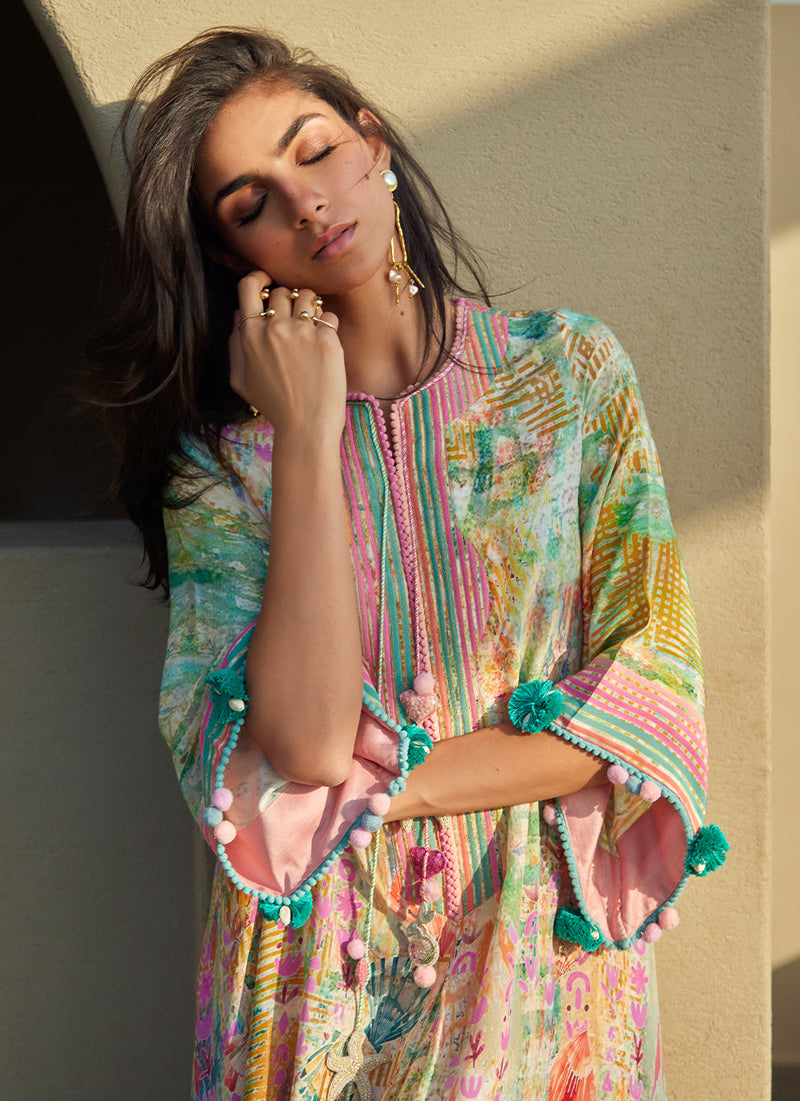 Riviera Rose Crepe Kaftan