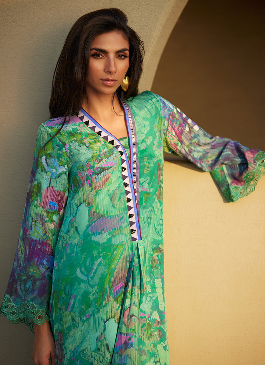 Ariel Emerald Crepe Kaftan