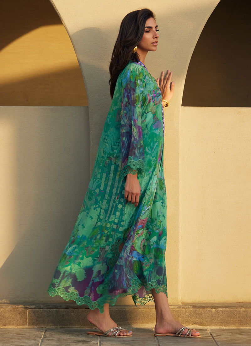Ariel Emerald Crepe Kaftan