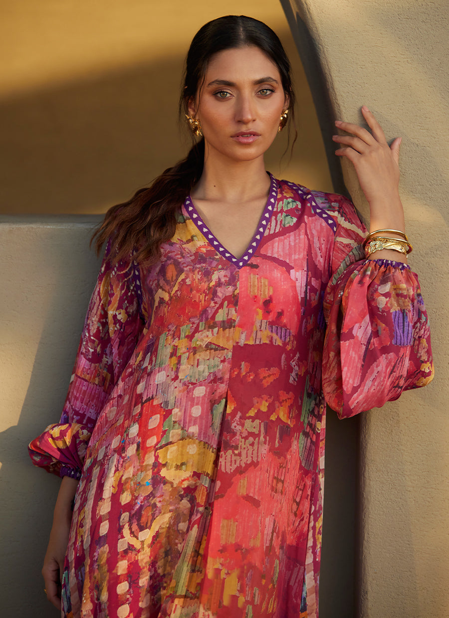 Mischa Magenta Crepe Kaftan