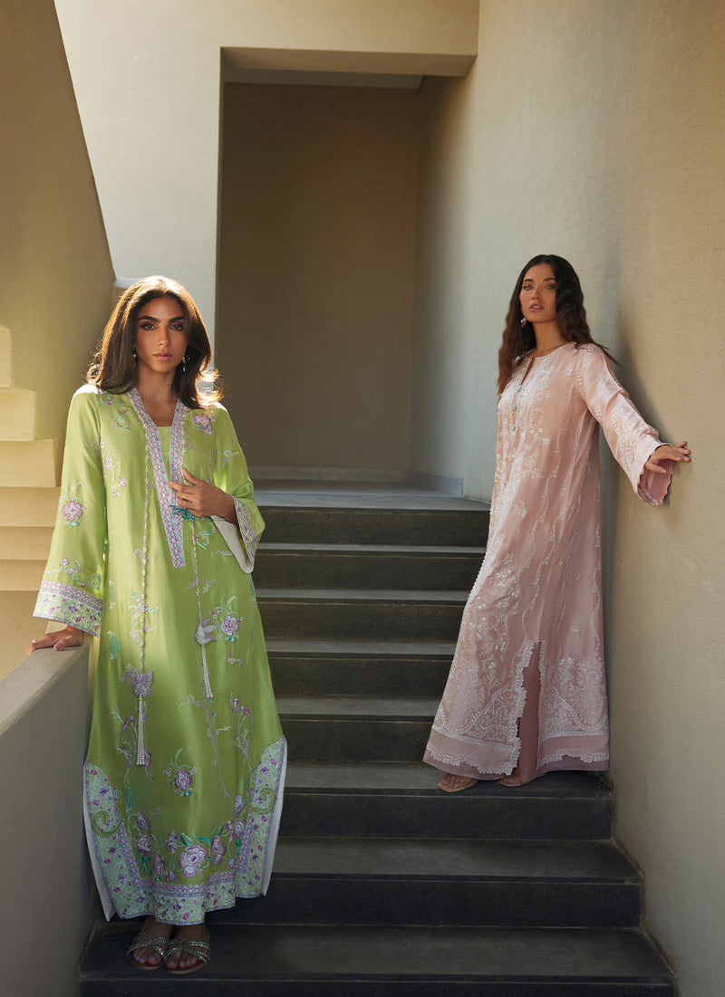 Nami Pale Pink Silk Kaftan