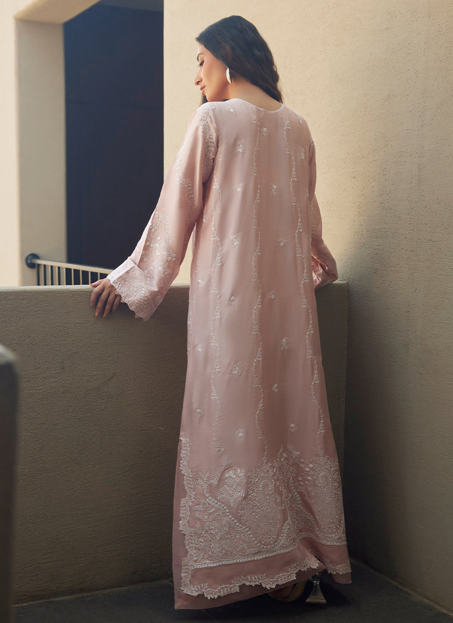 Nami Pale Pink Silk Kaftan