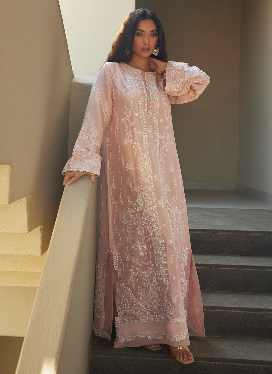Nami Pale Pink Silk Kaftan