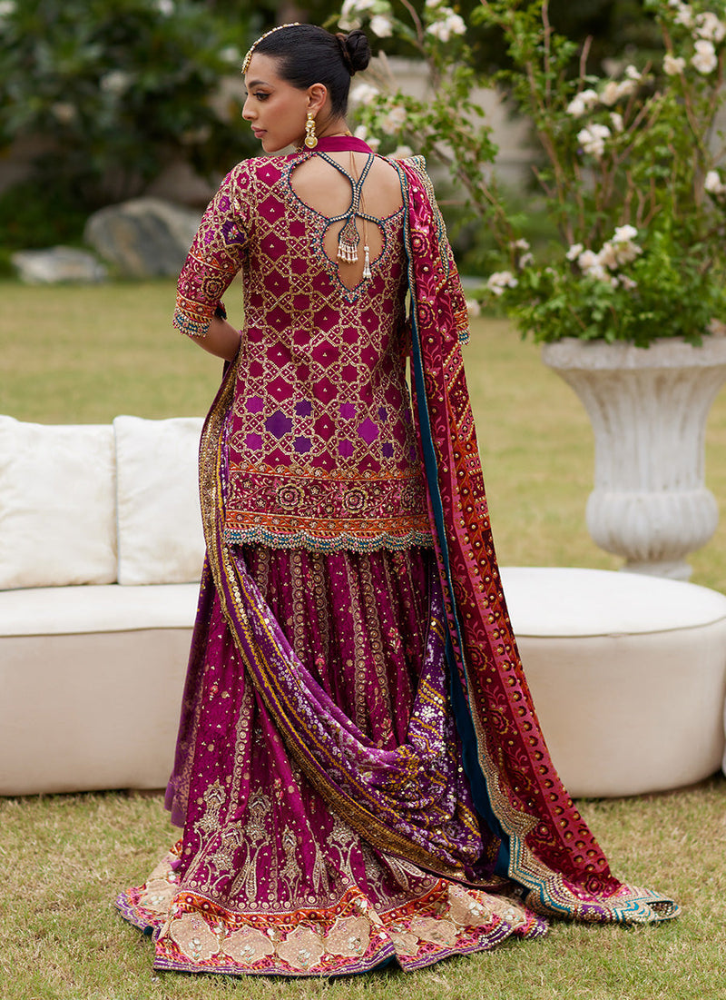 Seraya Magenta Short Shirt And Lehnga