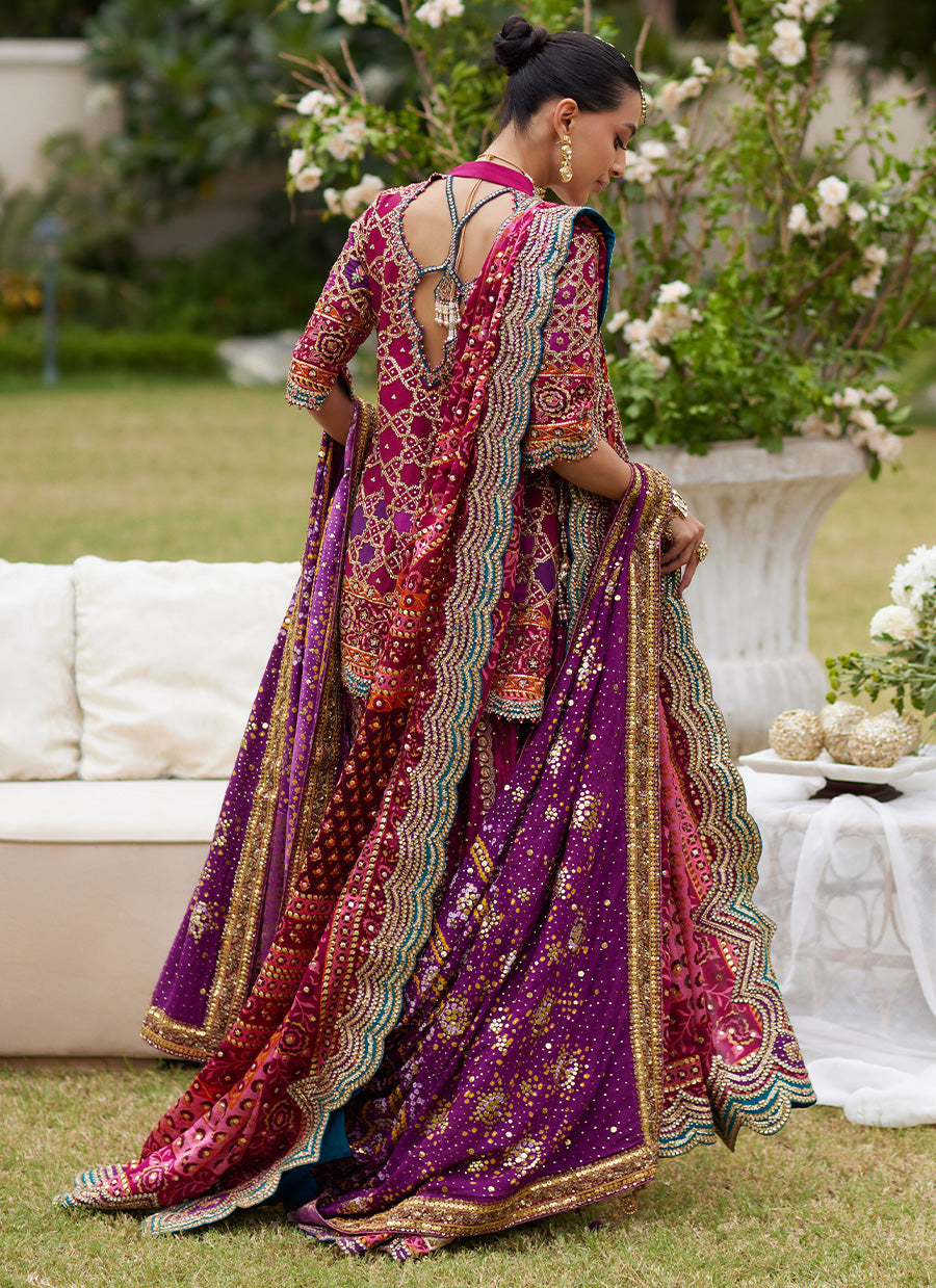Seraya Magenta Short Shirt And Lehnga
