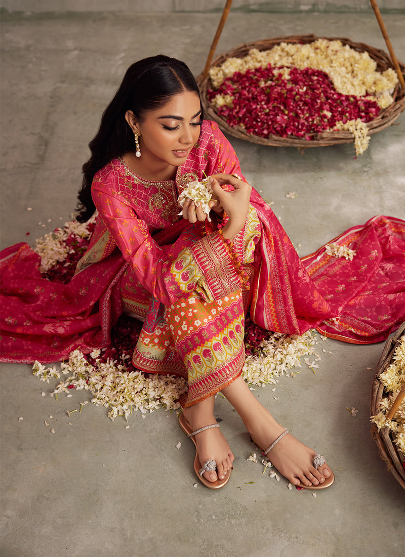 Selin Crimson Shirt And Dupatta