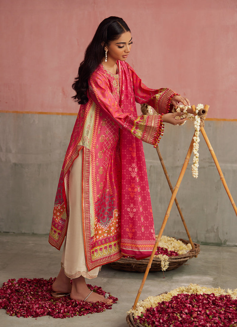 Selin Crimson Shirt And Dupatta