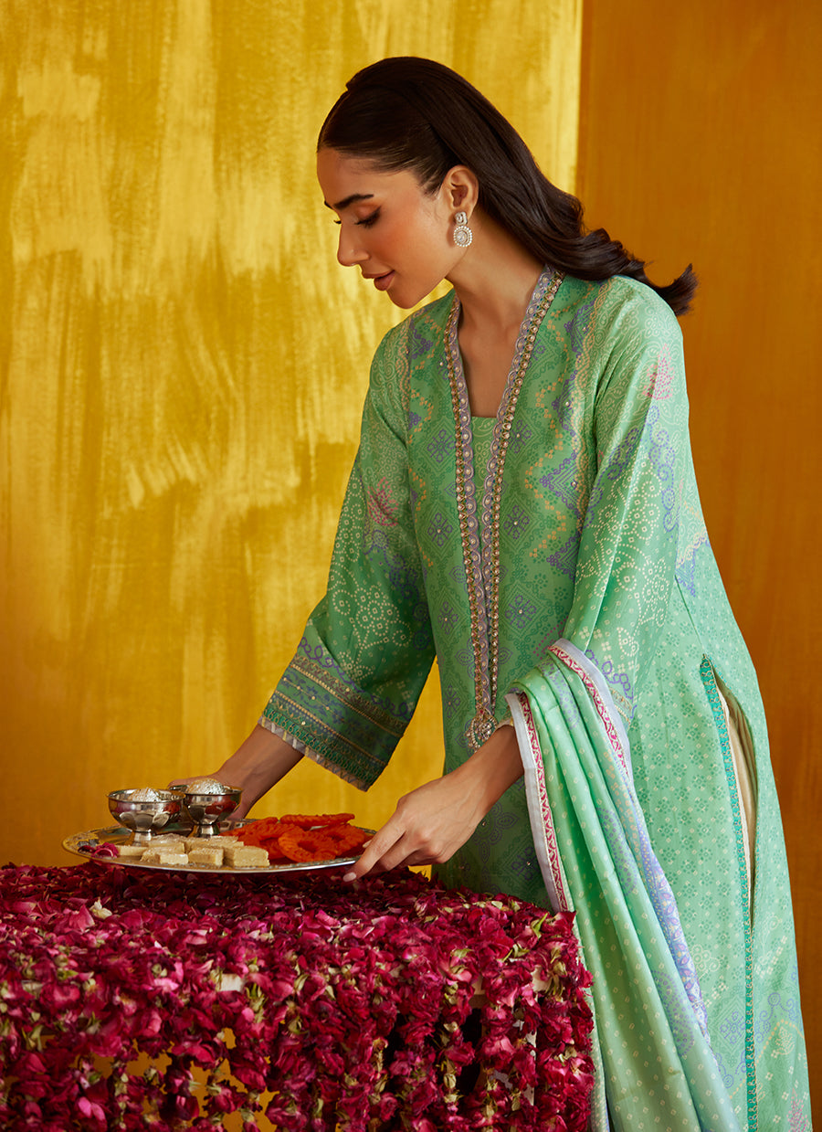Arina Aqua Shirt And Dupatta