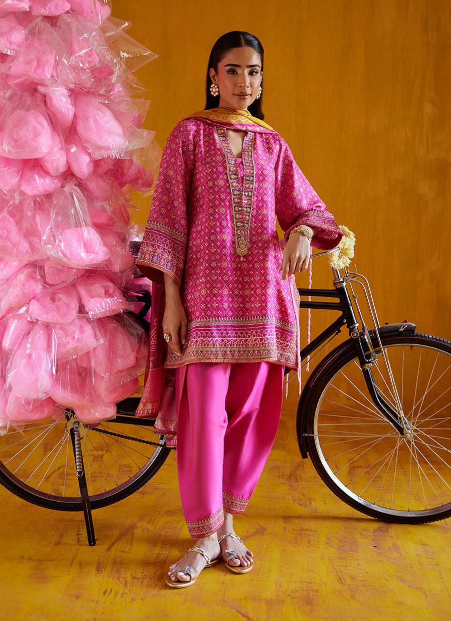 Nazli Hot Pink Shirt And Dupatta