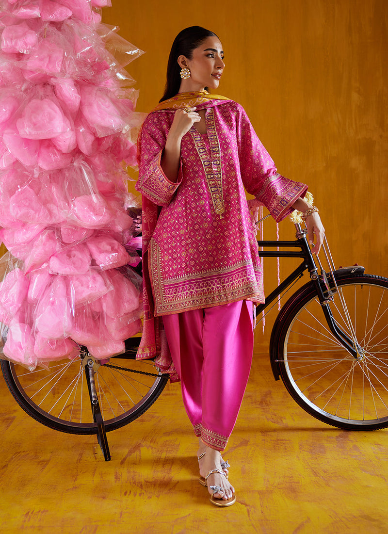 Nazli Hot Pink Shirt And Dupatta