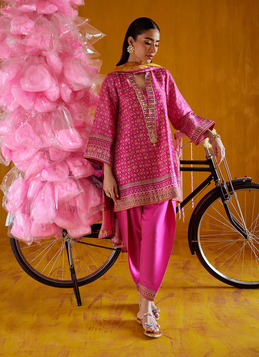 Nazli Hot Pink Shirt And Dupatta