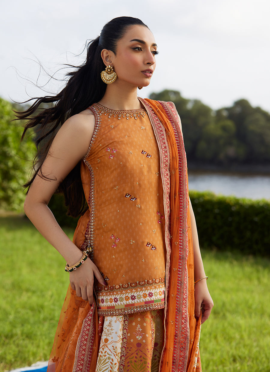 Sitar Saffron Shirt And Dupatta