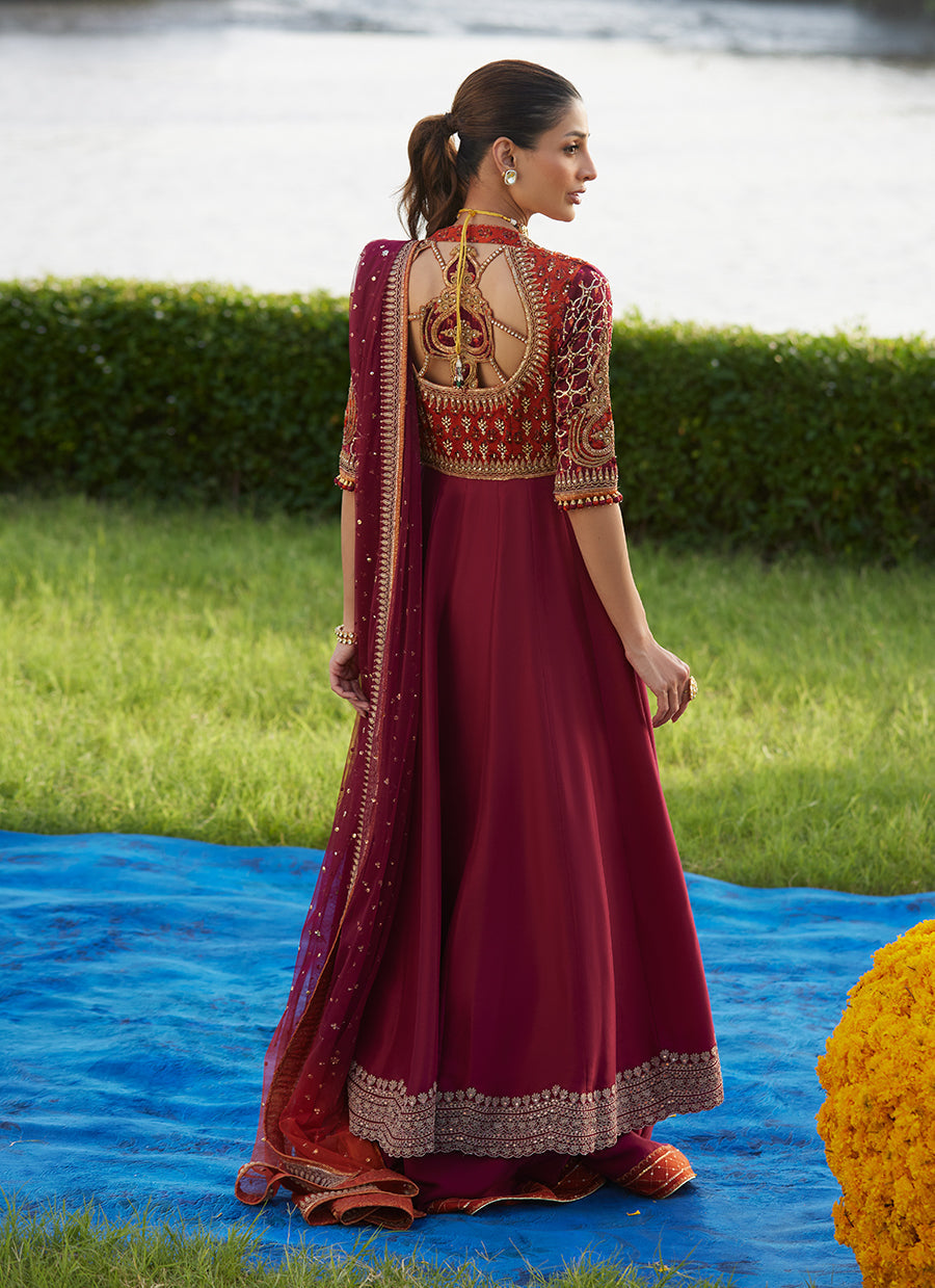 Anarq Crimson Kalidaar And Dupatta