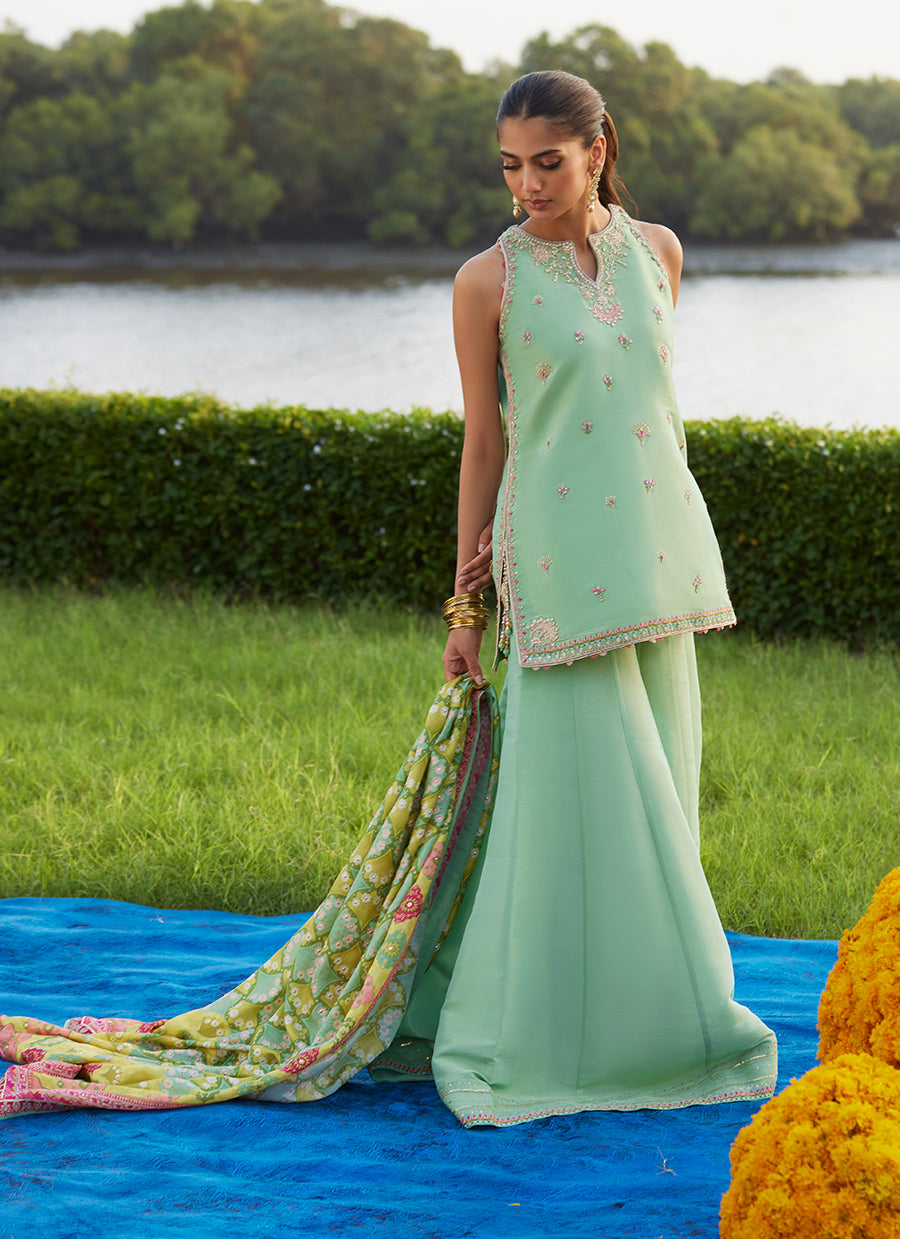 Cascade Mint Shirt And Dupatta