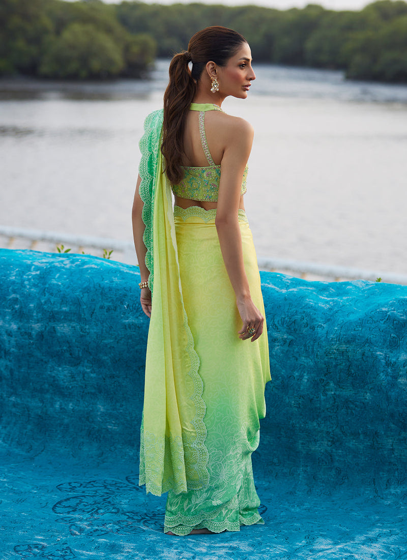 Celeste Ombre Saree