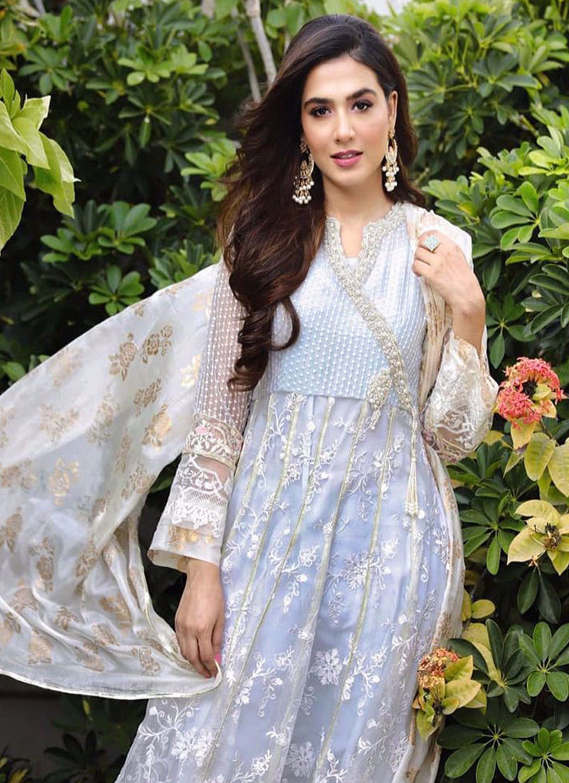Mansha Pasha beautiful in an ice blue hand embellished outfit