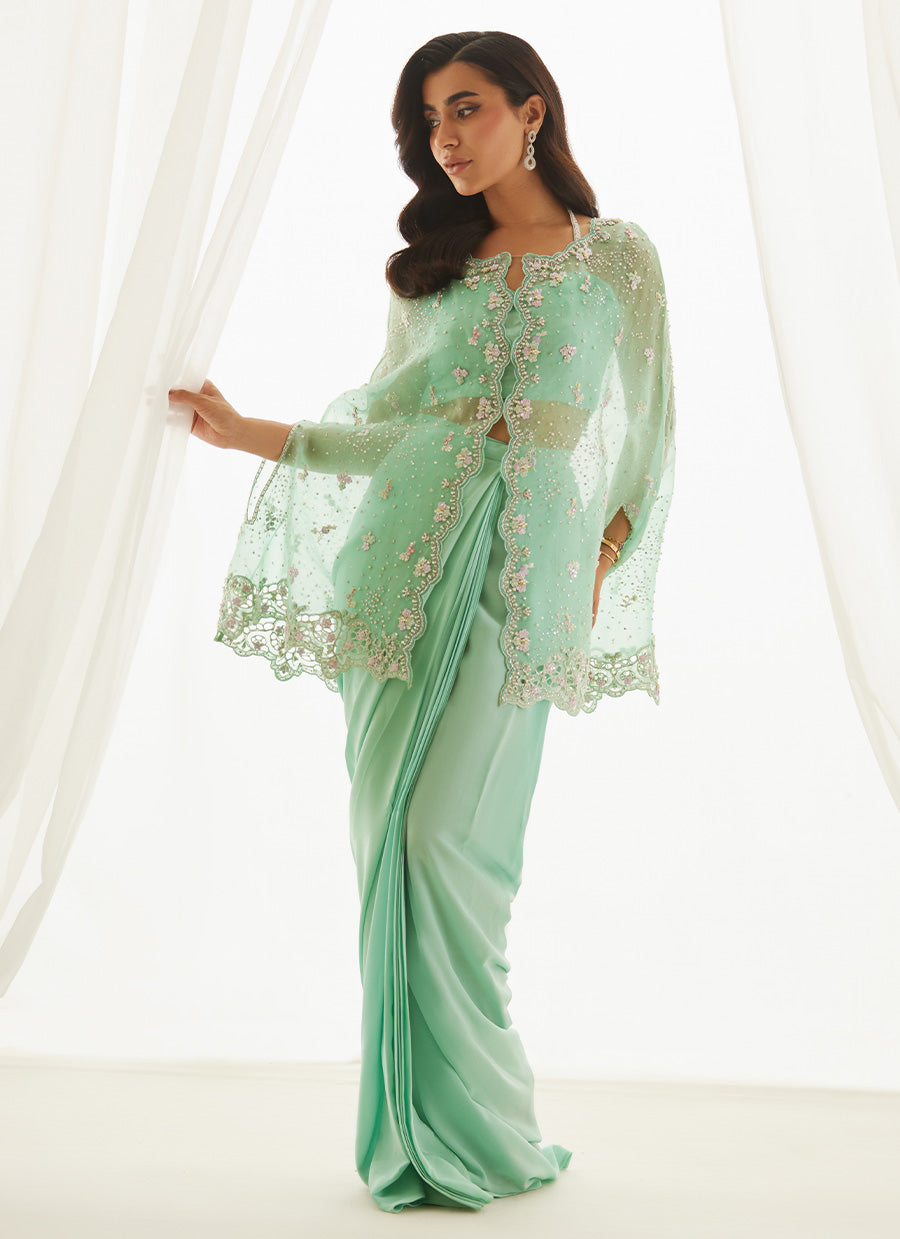 Calaya Aqua Cape, Bustier And Skirt